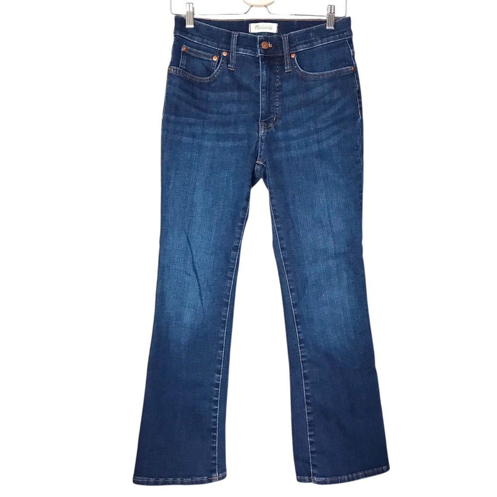 Women's 27 Madewell Mid-Rise Kick Out Blue Denim Jeans Pants Zipper Fly